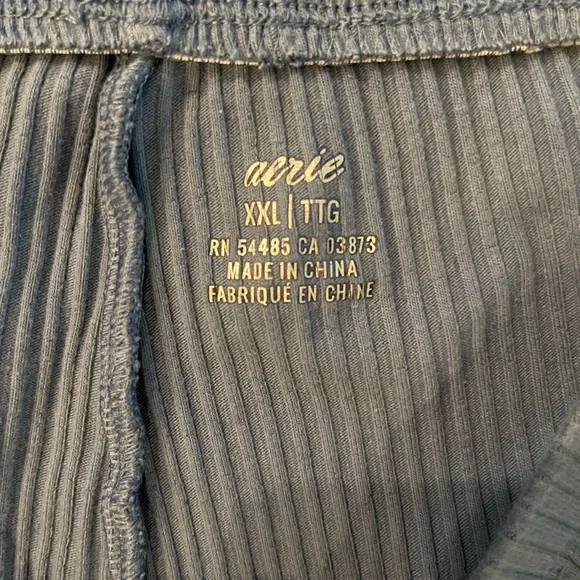 Aerie Blue Ribbed Flared Pants - Picture 2 of 2